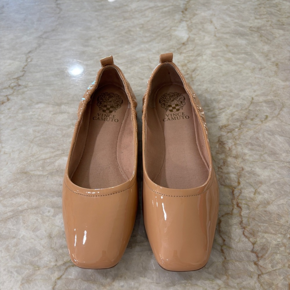 Vince Camuto Tan Flats Square-Toe Slip-On